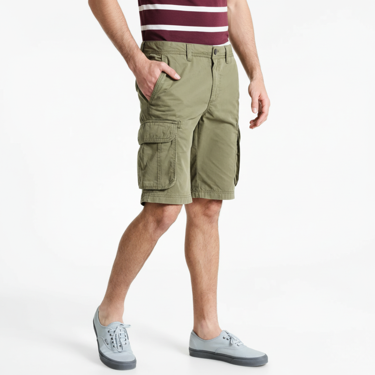 Kit 3 Bermudas Cargo Masculinas Sarja Brim Lisa Premium - Cores Mistas