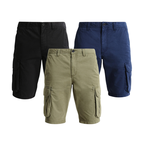 Kit 3 Bermudas Cargo Masculinas Sarja Brim Lisa Premium